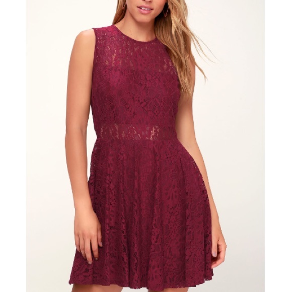 Lulus Dresses & Skirts - Lulus Burgundy Lace Fit and Flare Mini Dress